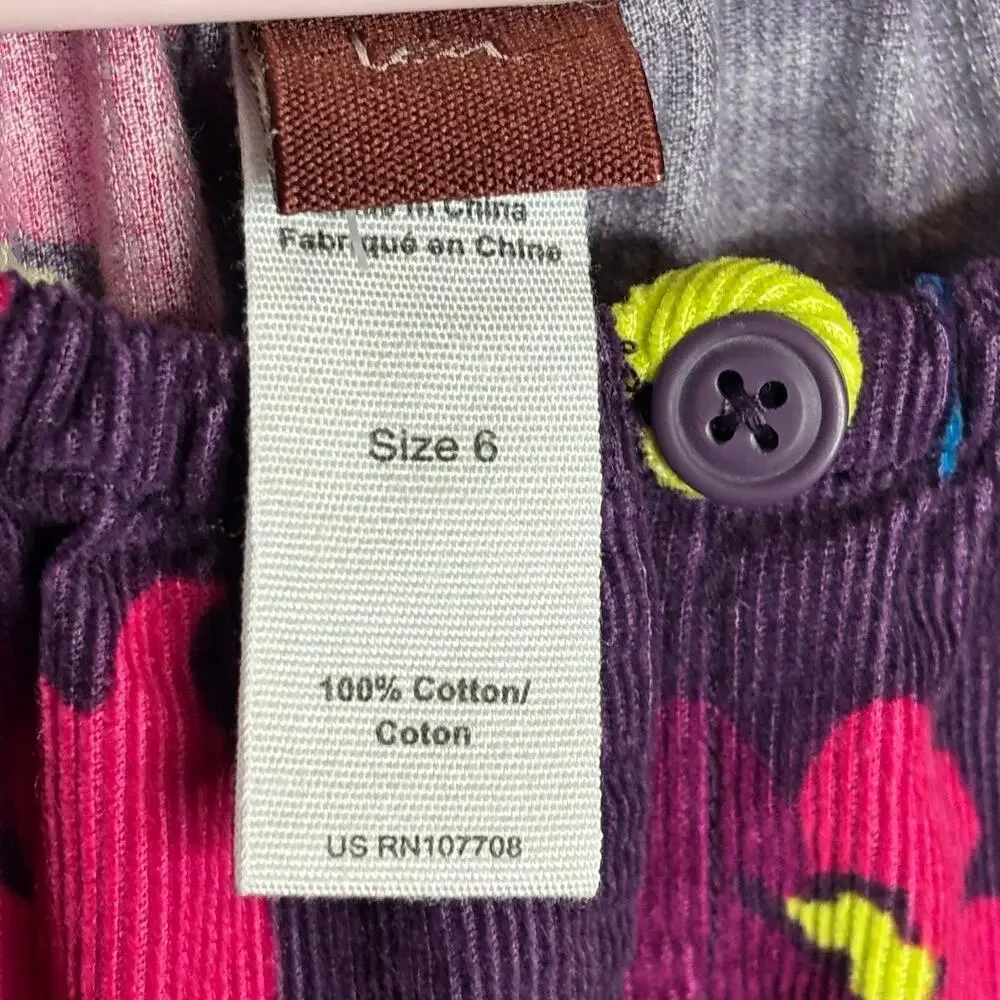 Tea Collection Floral Corduroy Girls Cute Purple Fall Cotton Twirl Dress Size 6